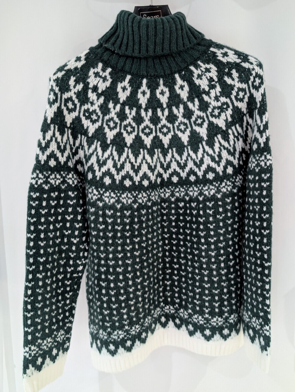 Windriver Dark Green and White Heritage Turtleneck Sweater NWT - Picture 5 of 7